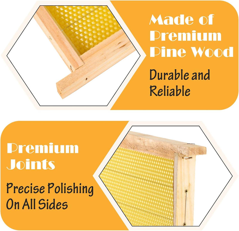 Deep Bee Hive Frames Fit for Flow Hive, Fully Assembled Wooden Beekeeping Brood Frames