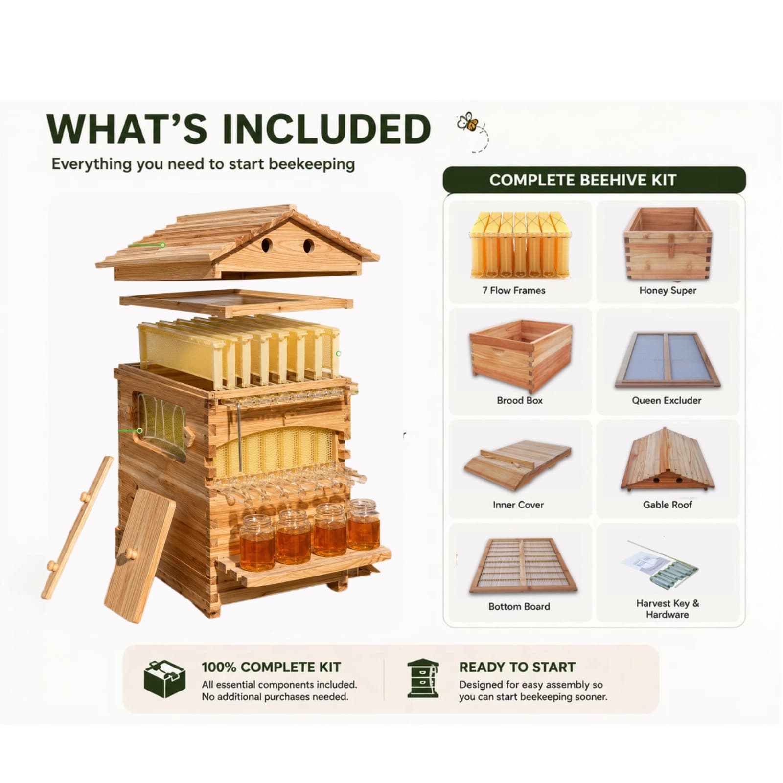 SkogHive 7-Frame Automatic Flow Hive Kit - Premium Cedar Wood Beehive