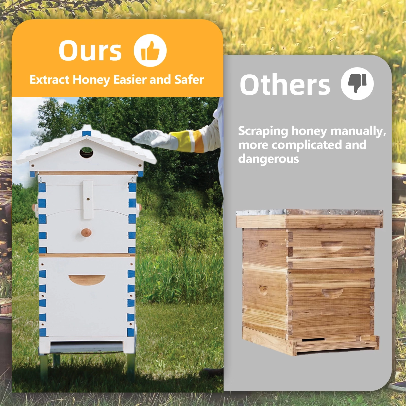 SkogHive Small Automatic Flow Bee Hive with Honey Spout – 6 Frame Cedar Beekeeping Starter Kit for Beginners & Backyard Use