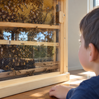 12-Frame Indoor Observation Hive – Wooden Beehive with Dual Plexiglass Viewing Doors