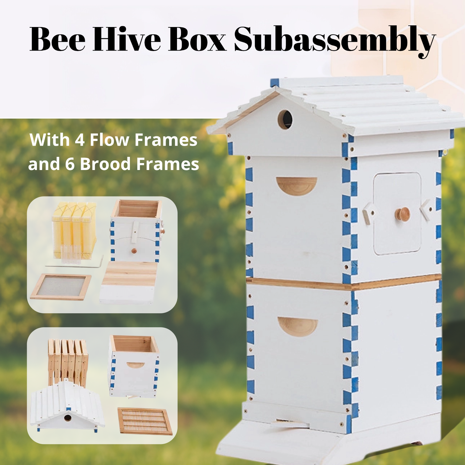 SkogHive Small Automatic Flow Bee Hive with Honey Spout – 6 Frame Cedar Beekeeping Starter Kit for Beginners & Backyard Use