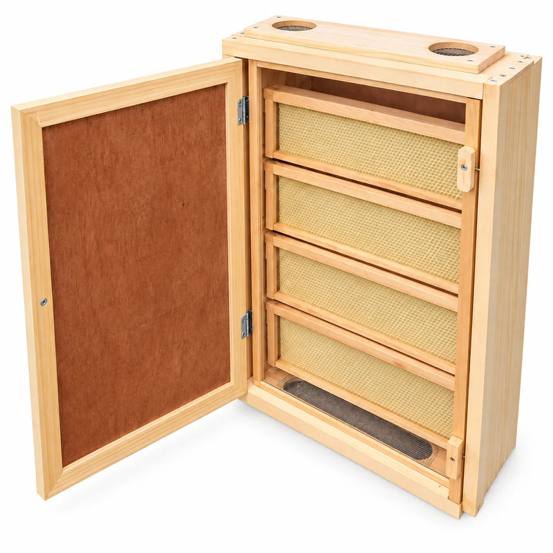 12-Frame Indoor Observation Hive – Wooden Beehive with Dual Plexiglass Viewing Doors