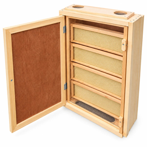 12-Frame Indoor Observation Hive – Wooden Beehive with Dual Plexiglass Viewing Doors