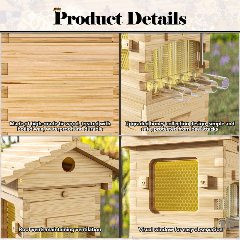 SkogHive Automatic 4-Frame Flow Hive Beekeeping Kit - Natural Cedar Wood with Honey Spout