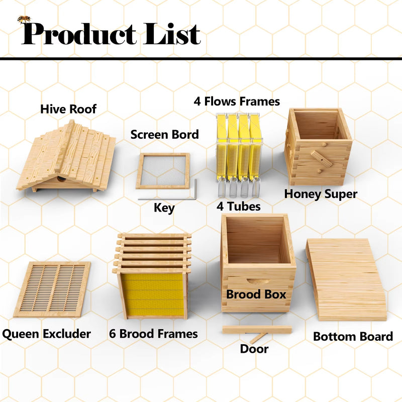 SkogHive Automatic 4-Frame Flow Hive Beekeeping Kit - Natural Cedar Wood with Honey Spout
