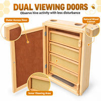 12-Frame Indoor Observation Hive – Wooden Beehive with Dual Plexiglass Viewing Doors